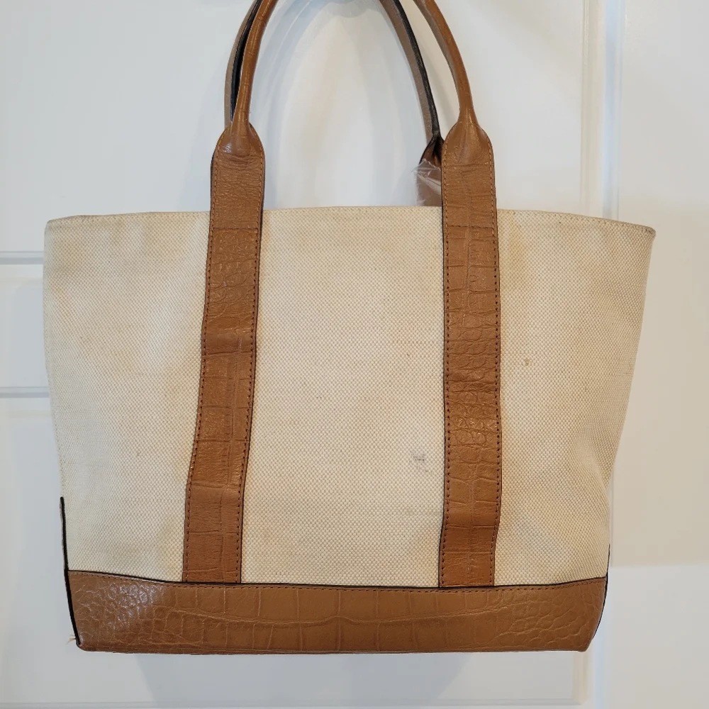 MICHAEL KORS CANVAS CROC EMBOSSED LEATHER TOTE 12